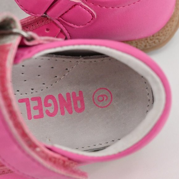 ANGEL Toddler Girl Ruffle Scalloped Mary Jane Pink Closed Toe Ankle Strap Size 6 - Picture 11 of 12
